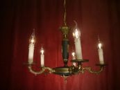 kleiner 5 flammig Empire Messing Kronleuchter dunkelgrün