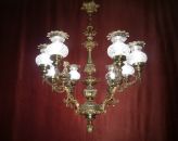 8 light brass glass vases cherubs chandelier lightings art deco sold to Florida USA