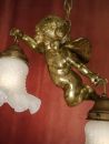 antique big cherubs beautiful face art nouveau bronze old lamp chandelier sold to Tampa Florida USA