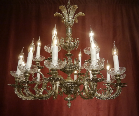 großer moderner silber-nickelfarben Kronleuchter Messing 18 Lampen