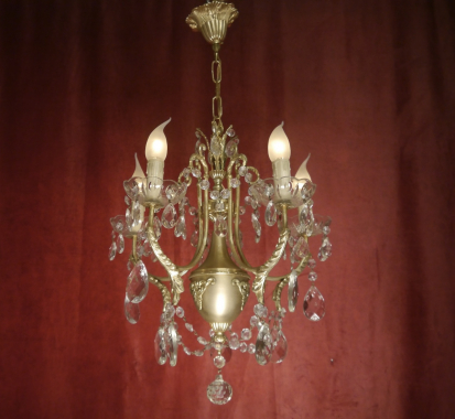 kleiner französischer Barock Lüster Kronleuchter üppig Kristall