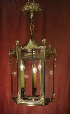 old bronze lantern Lamp chandelier 3 lights sold to Savannah GA USA