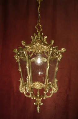 massive Laternen Lampe Goldbronze Messing Rokoko-Barock Verzierungen