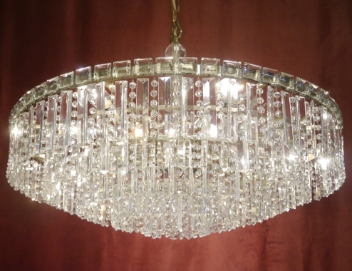 große stylische Kristall Deckenlampe Nickel Silver viel Licht