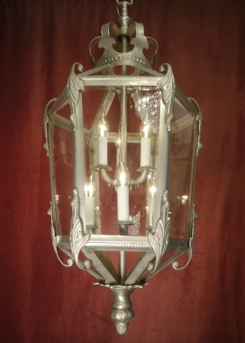 große Laternen Lampe silberfarben Nickel Brass geschliffenes Glas