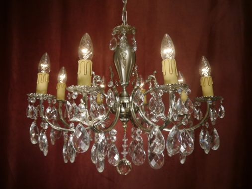 Kronleuchter Lüster im französischem Stil Glas Nickel Silber Messing