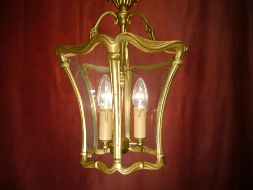 schöne schlichte Laterne Lampe Messing matt