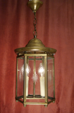 schlichte Eleganz antike Bronze Laterne geschliffenes Glas 2 flammig Berlin