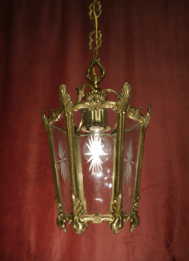 einflammige Laternen Lampe Messing geschliffenes Glas