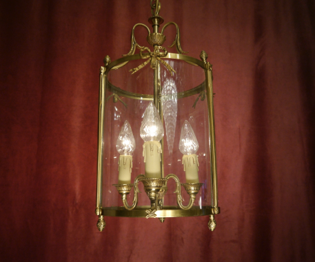 schöne seltene runde Laternen Lampe Messing 3 flammig Berlin