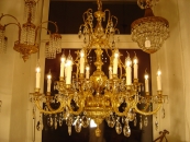 16 light masterpiece large solid gilded bronze chandelier crystal sold to Düsseldorf Germany