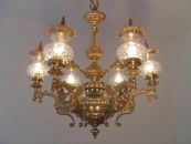 Französischer Drachen-Kronleuchter, 6-flammig, Messing, um 1970