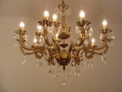 eleganter großer Kronleuchter bronzefarben üppig Kristall 15 flammig Verkauf aus Berlin