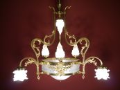 8 light large old Art Nouveau lamp, rare form! sold to Berlin Germany