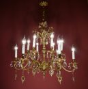 wunderschöner seltener Messing Kronleuchter filigran gestaltet 12 flammig