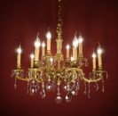 Blickfang, Kronleuchter Messing glänzend, hochwertig Kritall!