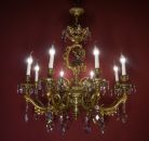 Großer figürlicher Kronleuchter mit Kristallbehang, Spanien um 1960–1970